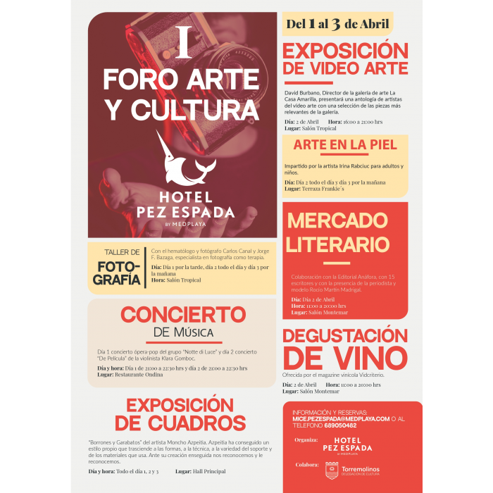 El emblemático Hotel Pez Espada ha programado diferentes actividades en el I Foro de Arte y Cultura 