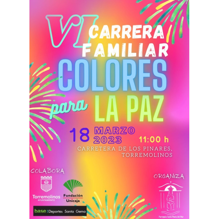 La VI carrera familiar `Colores para la Paz´ se celebra el próximo 18 de marzo en Torremolinos