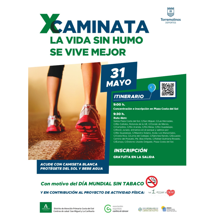 Torremolinos celebra el 31 de mayo una caminata con motivo del 'Día Mundial Sin Tabaco'