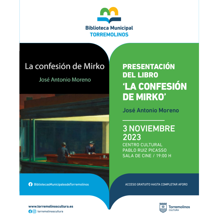 José Antonio Moreno presenta su libro ‘La confesión de Mirko’ el próximo 3 de noviembre