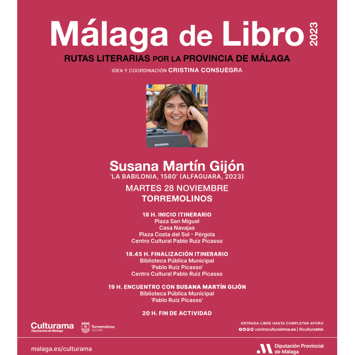Torremolinos participa en ‘Málaga de Libro 2023’ con un itinerario y encuentro con la escritora Susana Martín Gijón