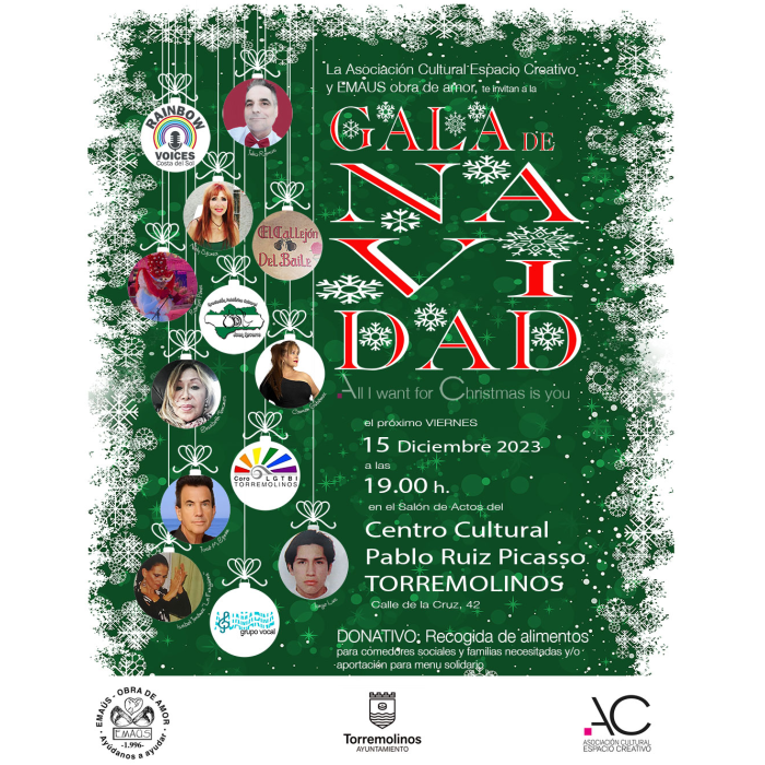 La Asociación Cultural Espacio Creativo y Emaús, celebran una Gala de Navidad solidaria