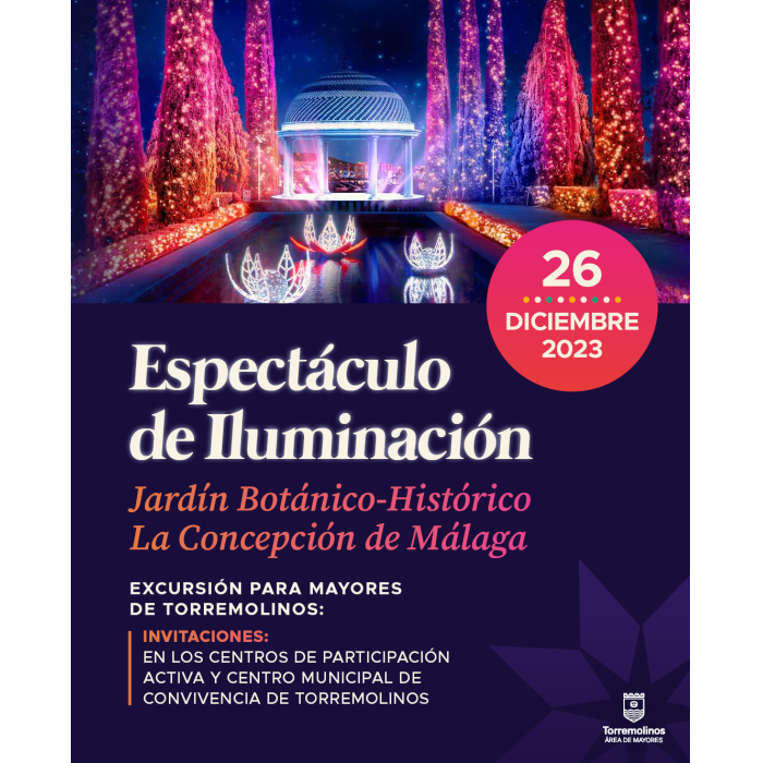 Torremolinos organiza una visita para los mayores al espectáculo de iluminación del Jardín Botánico de la Concepción de Málaga