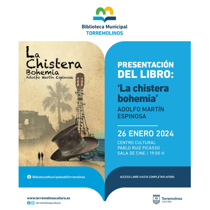 Adolfo Martín Espinosa presenta su libro ‘La chistera bohemia’ el próximo 26 de enero