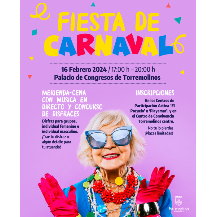 Los mayores disfrutarán de una ‘Fiesta de Carnaval’ con merienda, música y concurso de disfraces