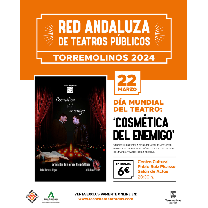 Torremolinos celebra el Día Mundial del Teatro con la representación de la obra ‘Cosmética del enemigo’