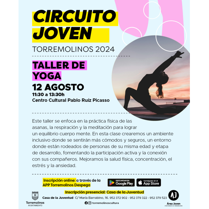 Los jóvenes podrán tomar parte el 12 de agosto en un taller de yoga dentro del ‘Circuito Joven’