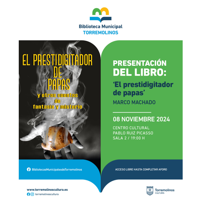 El centro cultural acoge la presentación del libro ‘El prestigitador de papas’, de Marco Machado