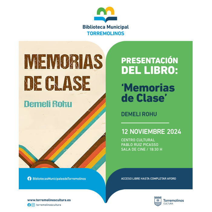 El Centro Cultural Pablo Ruiz Picasso acoge la presentación del libro ‘Memorias de clase’, del autor Demeli Rohu