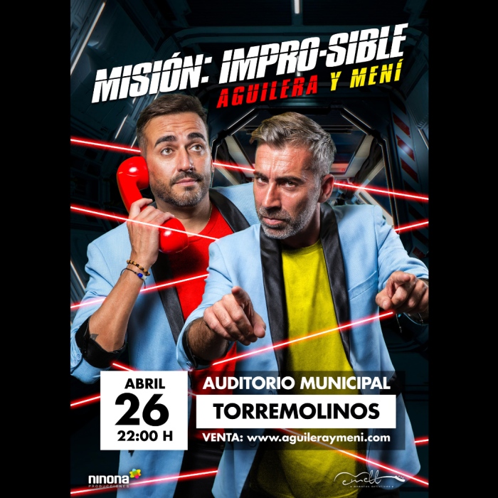 El auditorio municipal acoge el 26 de abril el espectáculo cómico de ‘Aguilera y Meni: Misión Impro-sible’