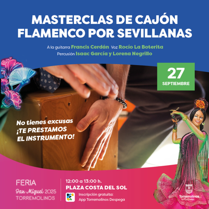 Abiertas las inscripciones para la Masterclass de Cajón Flamenco que se celebrará en la feria de San Miguel