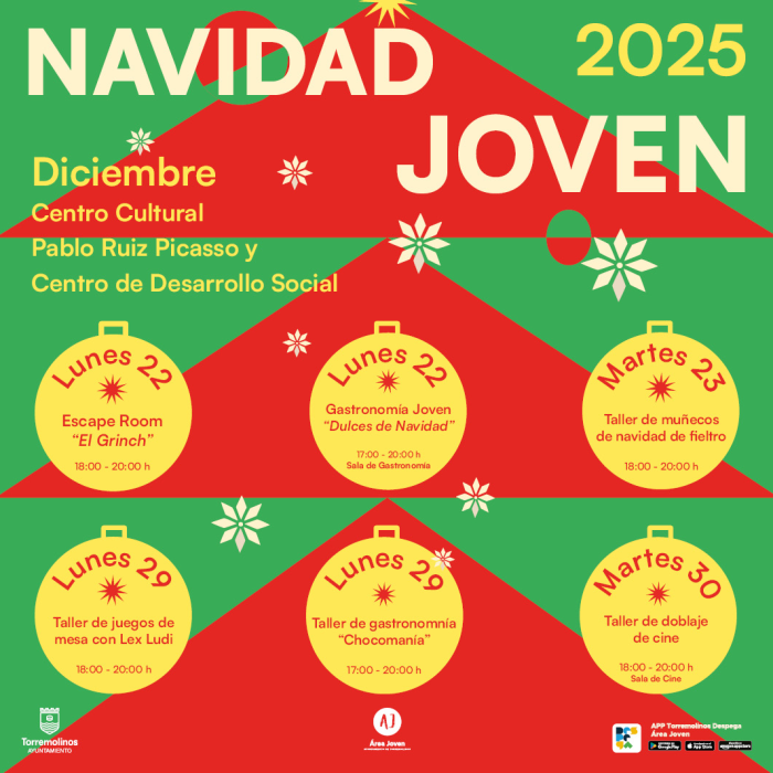 El Área Joven del Ayuntamiento de Torremolinos programa seis actividades gratuitas para Navidad