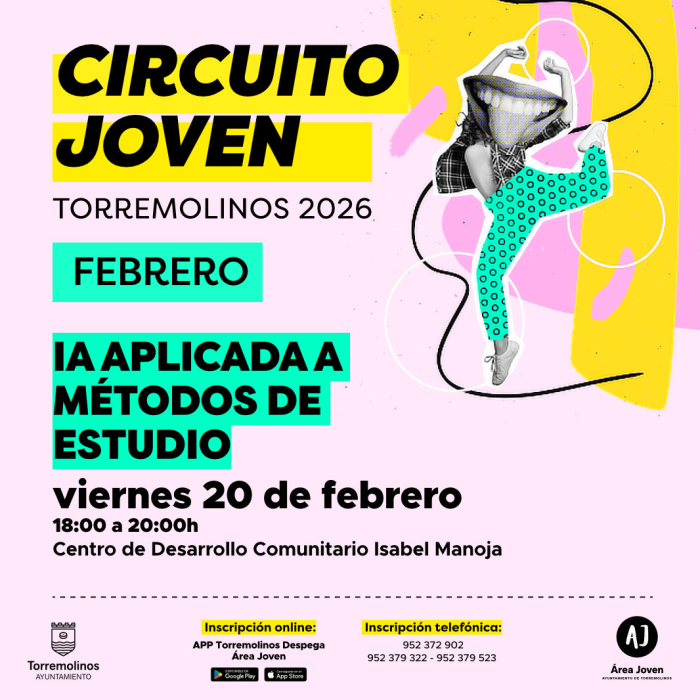 El Circuito Joven de Torremolinos permitirá tomar parte en un nuevo taller sobre inteligencia artificial aplicada a métodos de estudio