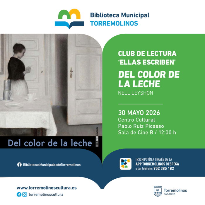 El club de lectura `Ellas Escriben´ debatirá sobre el libro `Del color de la leche´ el próximo 30 de mayo 