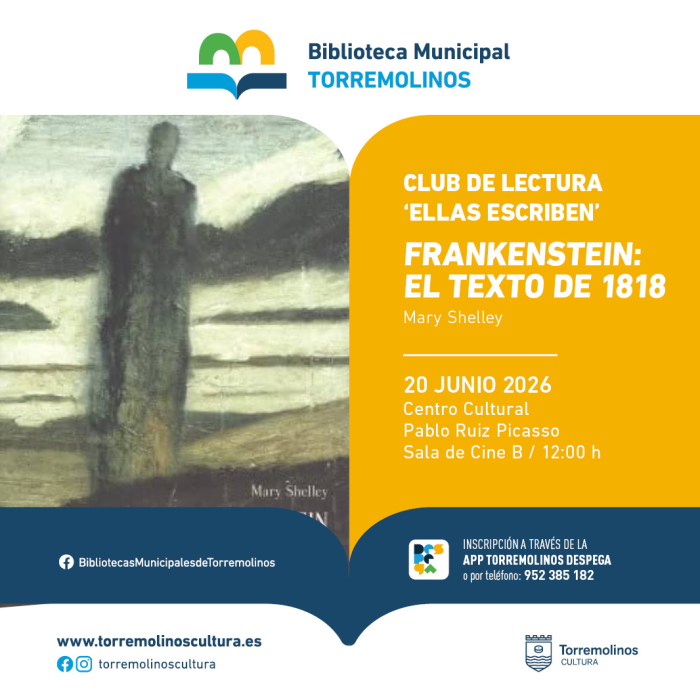 El club de lectura ‘Ellas Escriben’ debatirá sobre el libro ‘Frankenstein’ el próximo 20 de junio